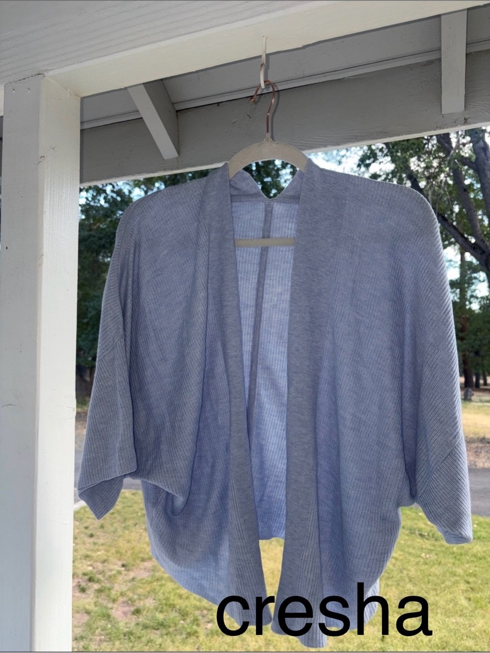 lululemon athletica Light Blue Draped Open-Front Knit Shrug